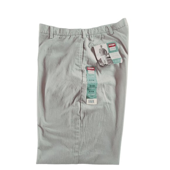 Wrangler Mens Khaki Flat Front Relaxed Fit Wrinkle Resistant Casual Pants 40 32L - Picture 7 of 14